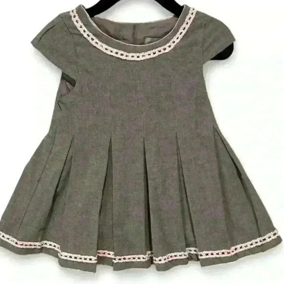 Tahari Toddler Girls 2T Gray Pleated Mini Dress Short Sleeve - Picture 1 of 6